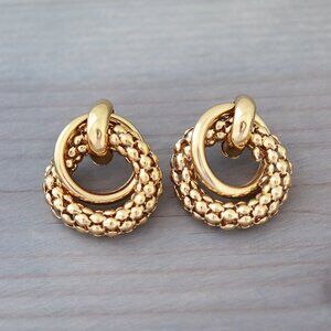 Chunky 2Layer Knot Style Stud Earrings 18k Gold Plated Stainless Steel